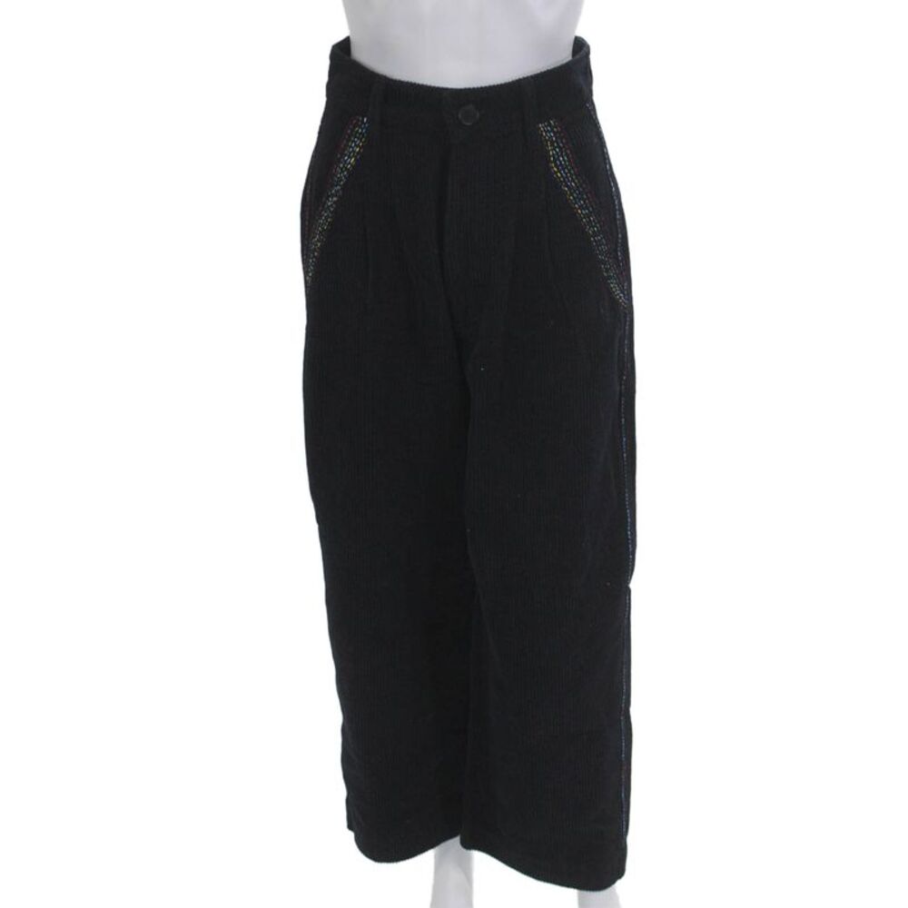 Mii Womens Cropped Black Cotton Pants Button Size XS